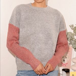 Lulus Nancie Rusty Rose and Grey Colorblock Sweater - New - Size XS